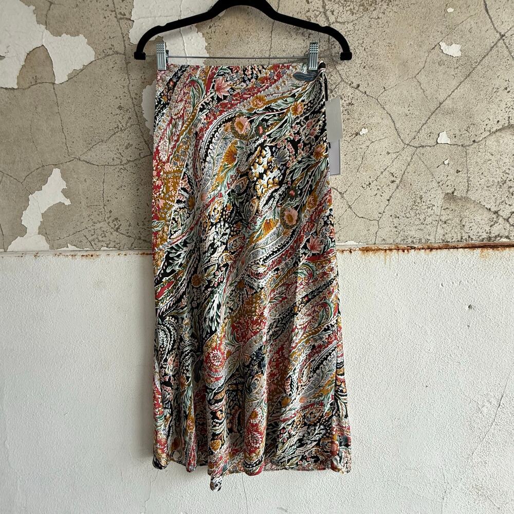 Paisley Midi Skirt 1 State Multicolor Print Boho Festival 1 Line NWT Womens 0